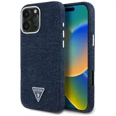 Guess - Guess iPhone 16 Pro Max Mobilskal MagSafe Denim Triangle - Blå