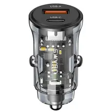 USAMS - USAMS Billaddare 1xUSB+1xUSB-C C32 30W Fast Charge (US-CC164) &ndash; Svart