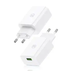USAMS - USAMS V&auml;ggladdare 18W + Lightning/USB-A kabel SC-serien SCXLTZ03 &ndash; Vit