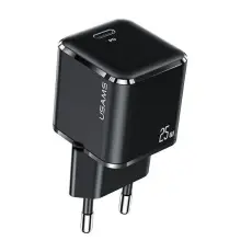 USAMS - USAMS Väggladdare 1xUSB-C T42 Mini 25W Super SI PD3.0 Svart