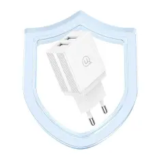 USAMS - USAMS Väggladdare 2xUSB-A + Micro/USB-A kabel HC-serien HCXLTZ02 – Vit