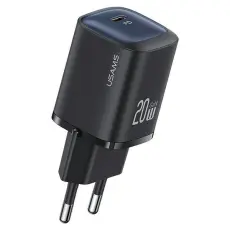 USAMS - USAMS Väggladdare CC248 20W GaN USB-C HC-serien CC248TC01 – Svart