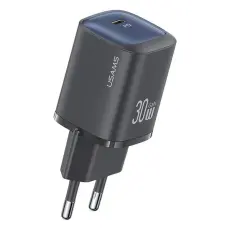 USAMS - USAMS V&auml;ggladdare CC251 30W GaN USB-C HC-serien CC251TC01 &ndash; Svart