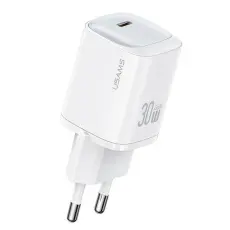 USAMS - USAMS V&auml;ggladdare CC251 30W GaN USB-C HC-serien CC251TC02 &ndash; Vit