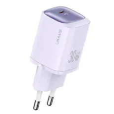 USAMS - USAMS V&auml;ggladdare CC251 30W GaN USB-C HC-serien CC251TC03 &ndash; Lila