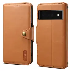 DENIOR - DENIOR Google Pixel 6 Pro Fodral Äkta läder Ställ Khaki