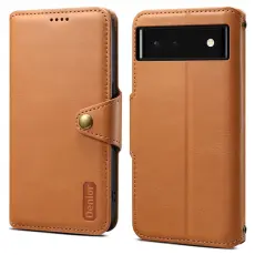 DENIOR - DENIOR Google Pixel 6 Skal Äkta Läder Stötsäker - Khaki