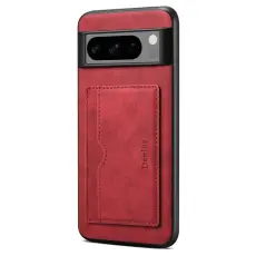 DENIOR - DENIOR Google Pixel 8 Pro Fodral L&auml;der+TPU+PC St&auml;ll - R&ouml;d