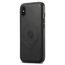 DENIOR - DENIOR iPhone X / XS Fodral MagSafe Kompatibel Konstl&auml;der Svart