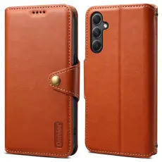 DENIOR - DENIOR Samsung Galaxy A34 5G Pl&aring;nboksfodral Konstl&auml;der - Brun