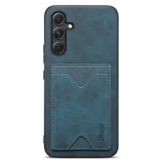 DENIOR - DENIOR Mobilskal till Samsung Galaxy A34 5G PU-l&auml;der med st&auml;ll och kortfack Bl&aring;