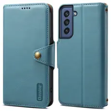DENIOR - DENIOR Samsung Galaxy S21 FE 5G Pl&aring;nboksfodral Konstl&auml;der Flip Cover Bl&aring;
