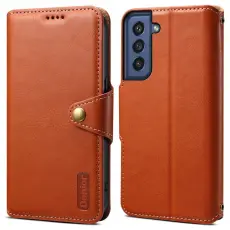 DENIOR - DENIOR Samsung Galaxy S21 FE 5G Pl&aring;nboksfodral Konstl&auml;der Flip Brun