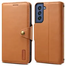 DENIOR - DENIOR Samsung Galaxy S21 FE 5G Pl&aring;nboksfodral Konstl&auml;der Khaki