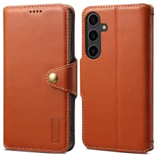 DENIOR - DENIOR Samsung Galaxy S24 Pl&aring;nboksfodral L&auml;der Brun