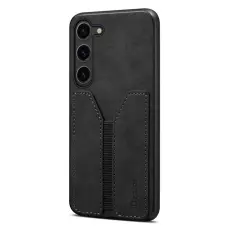 DENIOR - DENIOR Samsung Galaxy S25 Fodral Elastisk Kortficka PU L&auml;der Svart