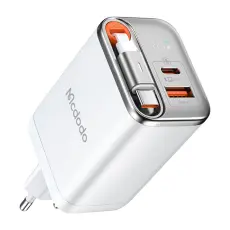 OEM - MCDODO CH-410 FreeGo 67W GaN Laddare USB-C USB-A med inbyggd kabel, Vit