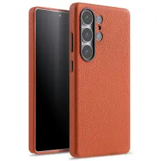 Melkco - MELKCO Samsung Galaxy S25 Ultra Magnetiskt Fodral &Auml;kta L&auml;der Orange