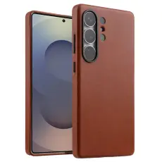 Melkco - MELKCO Galaxy S25 Ultra Fodral &Auml;kta l&auml;der PC Baksida - Brun