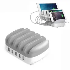 OEM - ORICO DUK-5P 5-portars USB-laddstation 40W med telefonh&aring;llare - Vit