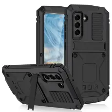 R-JUST - R-JUST Mobilskal till Galaxy S21 FE 5G Full Protection Silikon Metall Svart