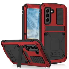 R-JUST - R-JUST Mobilskal till Galaxy S21 FE 5G Full Protection R&ouml;d PC + Silikon + Metall