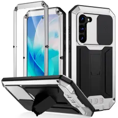 R-JUST - R-JUST Mobilskal till Galaxy S23+ PC+Silicone+Metal Silver