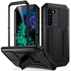 R-JUST - R-JUST Mobilskal till Galaxy S23+ PC+Silicone+Metal Svart