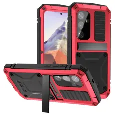 R-JUST - R-JUST Galaxy S25 Skal PC + Silikon + Metall St&auml;ll - R&ouml;d