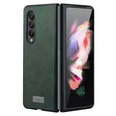 SULADA - SULADA Crazy Horse Samsung W22 5G Fodral PU Läder Grön