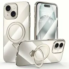 SULADA - SULADA iPhone 15 Skal MagSafe Fällbart Ställ Klart PC - Titan Grå