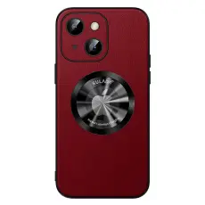 SULADA - SULADA iPhone 15 Skal Magsafe Mikrofiber Läder TPU Röd