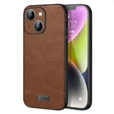 SULADA - SULADA iPhone 15 Skal PU Läder Coated TPU+PC Drop Skydd Brun