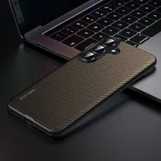 SULADA - SULADA Galaxy S25 Gentleman Skal Kevlar Metallknappar Brun