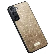 SULADA - SULADA Galaxy S25 Skal PU L&auml;der + PC + TPU Glittrig Guld