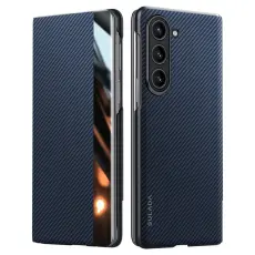 SULADA - SULADA Galaxy Z Fold6 Fodral Konstl&auml;der Bl&aring; med Kortfack
