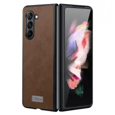 SULADA - SULADA Galaxy Z Fold6 Fodral KonstL&auml;der TPU+PC Brun