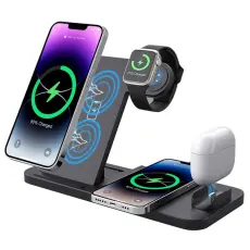 OEM - Trådlös laddare 18W 4-i-1 docka för iPhone, Samsung, Apple Watch, AirPods