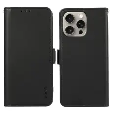 ABEEL - ABEEL iPhone 12 / 12 Pro Pl&aring;nboksfodral RFID-Skydd Konstl&auml;der Svart