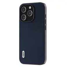 ABEEL - ABEEL Mobilskal till iPhone 15 Pro Max &Auml;kta L&auml;der Nappa Textur Bl&aring;