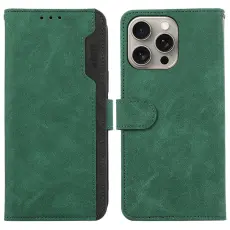 ABEEL - ABEEL iPhone 15 Pro Max Pl&aring;nboksfodral Konstl&auml;der RFID Skydd Gr&ouml;n