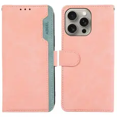 ABEEL - ABEEL iPhone 15 Pro Max Pl&aring;nboksfodral Konstl&auml;der RFID Skydd Rosa