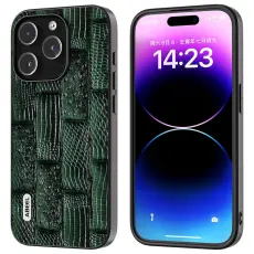 ABEEL - ABEEL iPhone 15 Pro Max Pl&aring;nboksfodral Sk&auml;rmskydd Gr&ouml;n Mahjong Textur