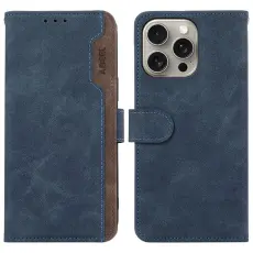 ABEEL - ABEEL iPhone 15 Pro Max Pl&aring;nboksfodral Konstl&auml;der RFID Blockering Bl&aring;