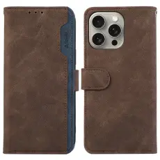 ABEEL - ABEEL iPhone 15 Pro Max Pl&aring;nboksfodral Konstl&auml;der RFID Skydd - Brun