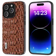 ABEEL - ABEEL Mobilskal till iPhone 15 Pro Max &Auml;kta L&auml;der + PC + TPU - Brun