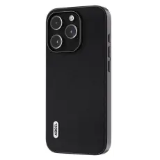 ABEEL - ABEEL Mobilskal till iPhone 15 Pro Max &Auml;kta L&auml;der PC+TPU Nappa Svart
