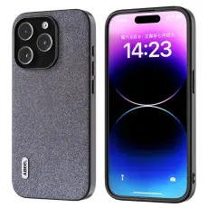 ABEEL - ABEEL Mobilskal till iPhone 15 Pro Max Glitter Drop-proof PU L&auml;der Svart