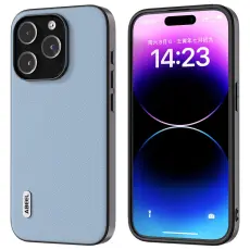 ABEEL - ABEEL Mobilskal till iPhone 15 Pro Max i &Auml;kta L&auml;der och TPU - Bl&aring;