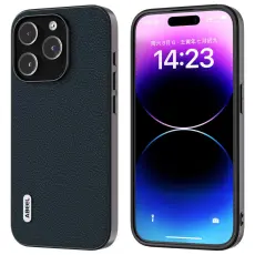 ABEEL - ABEEL Mobilskal till iPhone 15 Pro Max i &Auml;kta L&auml;der + PC + TPU - Gr&ouml;n